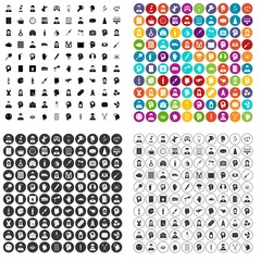 100 psychotherapist icons set vector in 4 variant for any web design isolated on white
