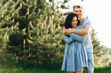 young couple in love having fun and enjoying the beautiful nature