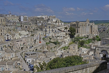 Fototapeta na wymiar Italy, Basilicata, a part of the ancient city of Matera, called Sassi, which consists partly of cave houses, Unesco