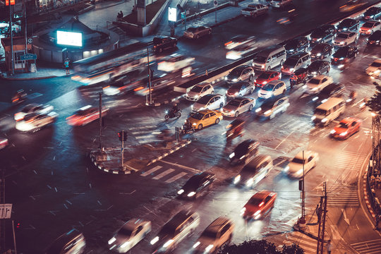 Trafic Light In A Modern City Of Asia Bangkok