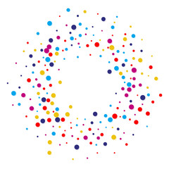 Vector colorful round confetti frame isolated on white background