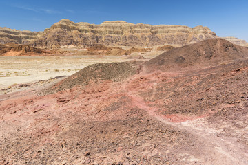 View of rocky landscape in Timna National Park, Negev desert, Israel.