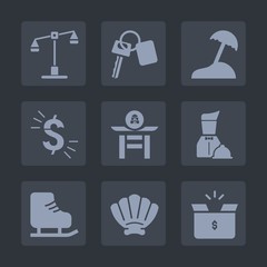 Premium set of fill icons. Such as shell, container, skating, transportation, pack, taiko, vehicle, seashell, marine, car, balance, law, package, japanese, judge, key, currency, food, box, cold, ice