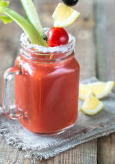 Tomato juice in the mason jar