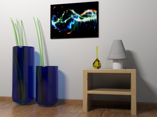 Canvas interior concept with abstract picture - 3D rendering