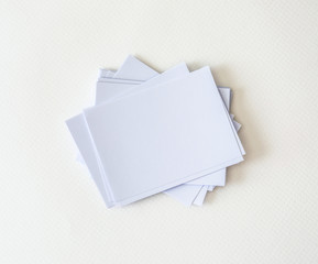 a stacking of mockup empty white business card  on white paper background , template for business  branding identity design