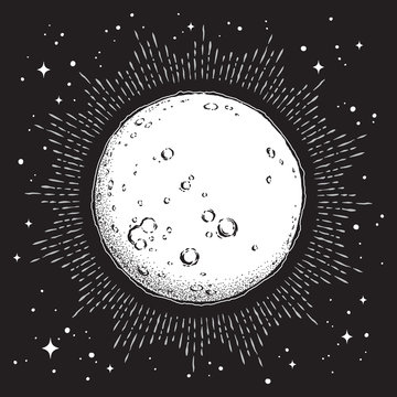 Simple Stroke Hand Drawn Full Moon PNG  SVG Design For TShirts