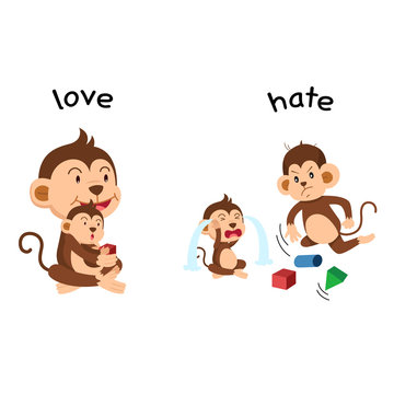 Opposite love and hate vector illustration