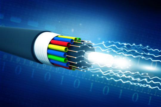 Optical fiber cable. 3d illustration
