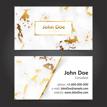 Realistic Marble texture business cards templates collection