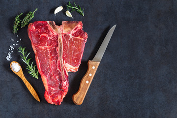 Raw  t-bone steak for grill
