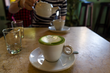 A cup of Matcha Latte in Hanoi, Vietnam.