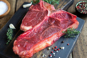 Raw T-bone steak 