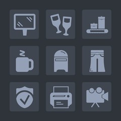 Premium set of fill icons. Such as road, projector, mailbox, red, element, drink, beverage, woman, banner, elegant, bottle, female, projection, restaurant, baggage, wine, equipment, city, envelope