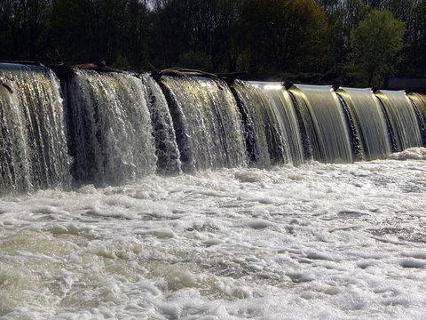 water dam on the Elster in the height of the Rosenthal in Leipzig