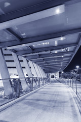 Empty Modern Pedestrian Walkway in midtown at night