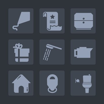 Premium set of fill icons. Such as cafe, wc, contract, building, kid, paper, file, drink, fun, leisure, box, childhood, shower, estate, office, espresso, house, package, sign, cabinet, location, kite