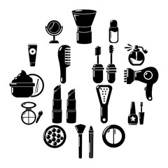 Cosmetics icons set. Simple illustration of 16 cosmetics clothes wear vector icons for web