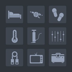 Premium set of fill icons. Such as projector, canon, ball, footwear, furniture, room, fashion, celsius, gas, fahrenheit, graphic, concept, sign, technology, old, tv, bed, cannon, cold, station, home