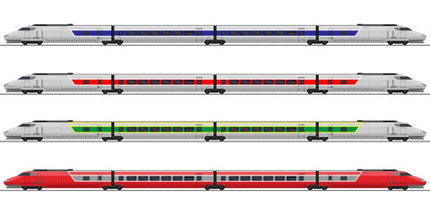 Passenger train. Railway carriage. set