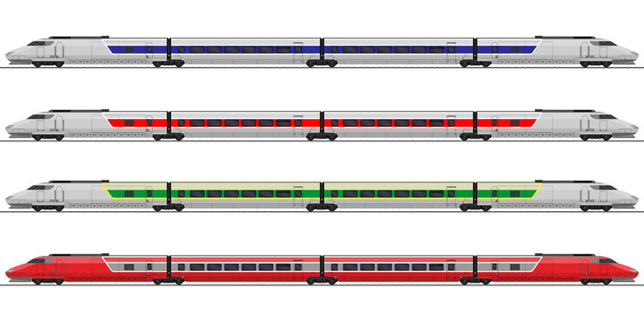 Passenger train. Railway carriage. set