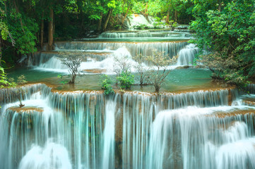 Erawan great waterfall and breathtaking in Thailand, Located Kanchanaburi Province