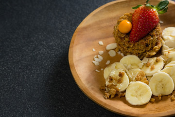 Plate of breakfast on table