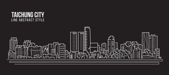 Cityscape Building Line art Vector Illustration design - Taichung city