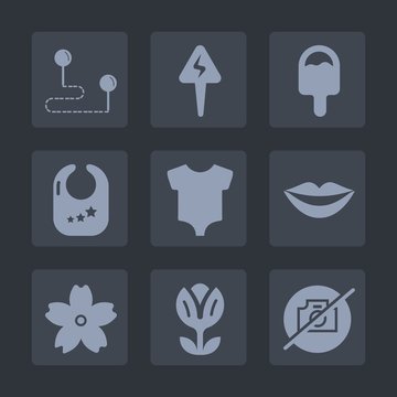 Premium set of fill icons. Such as picture, clothes, baby, clothing, child, toy, place, icecream, location, rattle, flower, point, sweet, map, sign, destination, blossom, no, lips, cream, power, photo