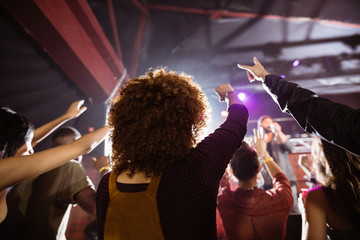 People enjoying music concert at nightclub