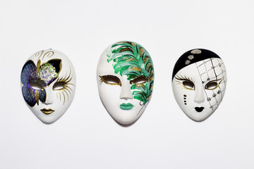 Set of Carnaval Masks isolated on white background
