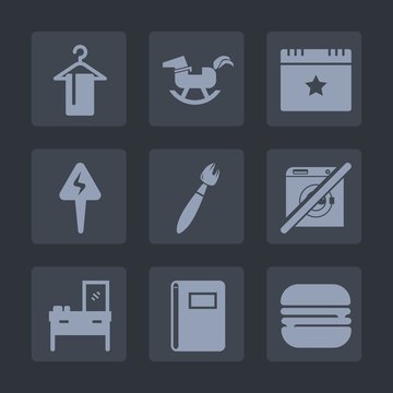 Premium set of fill icons. Such as page, decoration, paper, book, ball, duck, home, food, rocking, electric, horse, paint, power, paintbrush, party, baby, cabinet, electricity, toy, clothing, brush