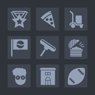 Premium set of fill icons. Such as ball, house, fast, ribbon, fashion, pizza, coffee, japan, paint, package, hipster, box, prize, graphic, retro, travel, building, chef, stadium, real, cheese, asia