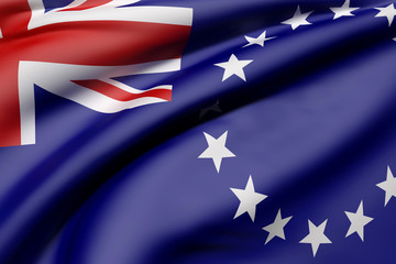 Cook Islands flag waving