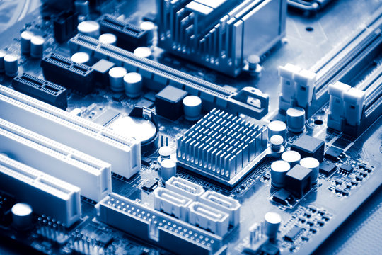 Close up electronic circuit  main board computer 