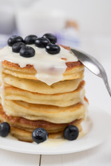 Blueberry pancakes and berries