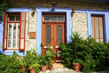 Fototapeta na wymiar the door of the Greek house
