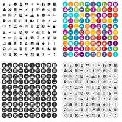 100 school activities icons set vector in 4 variant for any web design isolated on white