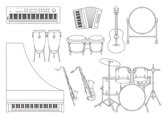 Vector set of Symphony Orchestra musical instruments.