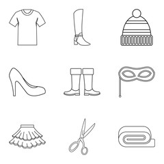 Shopping tour icons set. Outline set of 9 shopping tour vector icons for web isolated on white background