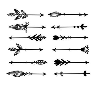 Rustic, boho arrows set vector