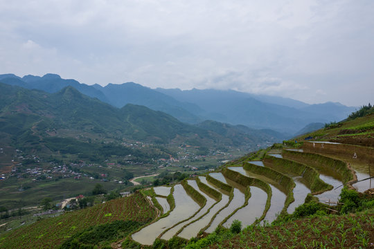 Landscape and rice terraces near Sapa, Vietnam.