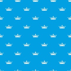 Fototapeta premium Medieval crown pattern vector seamless blue repeat for any use