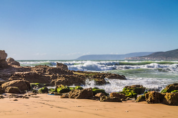 The coast near Agadir. Rocky coast of the Atlantic Ocean