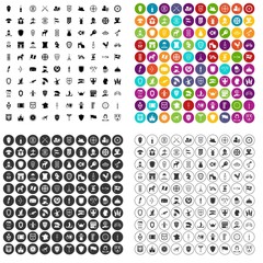 100 shield icons set vector in 4 variant for any web design isolated on white