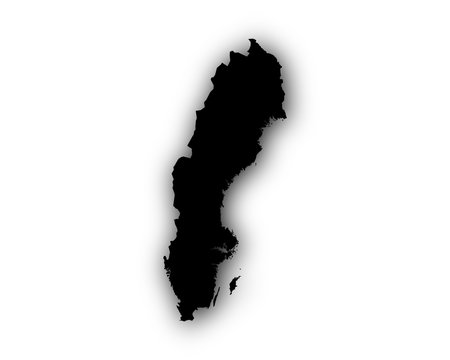 Karte von Schweden mit Schatten