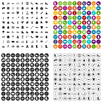 100 shoe icons set vector in 4 variant for any web design isolated on white