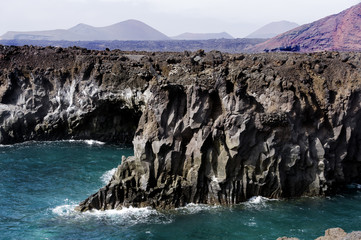 Naklejka premium Incredible view at the coastside of Lanzarote - Canary Islands - Spain