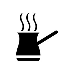 Vintage jezva for coffee. simple black eating icon Can be used as web element, eating design icon Turks with coffee. Dishes. icon on white background