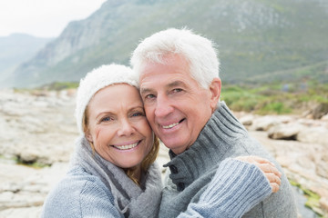 Closeup portrait of a romantic senior couple